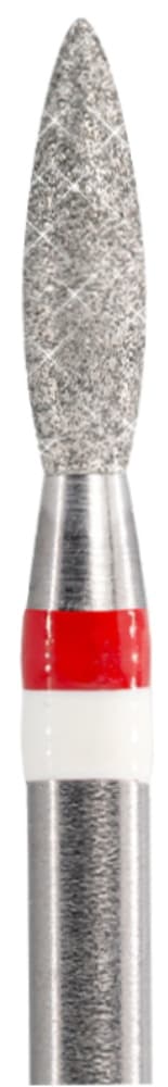 Фреза Алмазная с Жемчугом Тайфун (пламя острое), D2,3, L080, мягкая, (красная насечка)