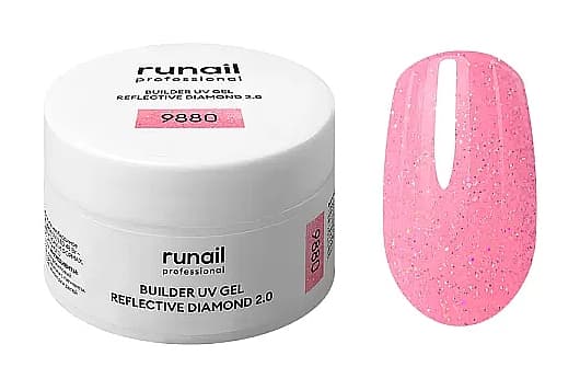 RuNail Моделирующий УФ-гель светоотражающий BUILDER UV GEL REFLECTIVE DIAMOND 2.0, 15г №9880