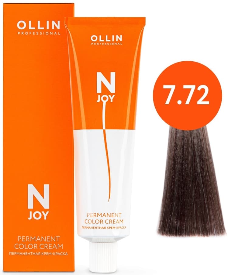 OLLIN "N-JOY"  7/72 – русый коричнево-фиолетовый, перманентная крем-краска для волос 100мл