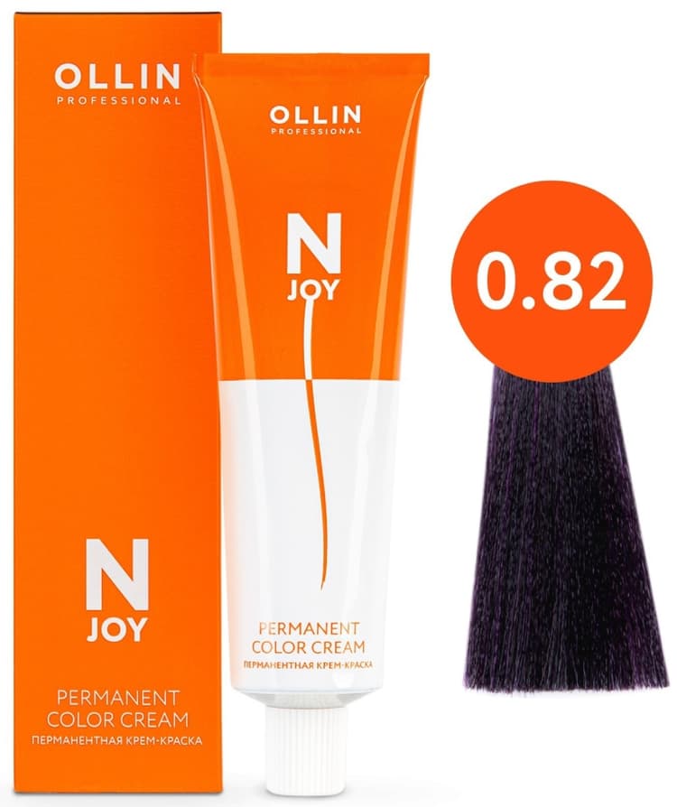 OLLIN "N-JOY"  0/82 – сине-фиолетовый, перманентная крем-краска для волос 100мл