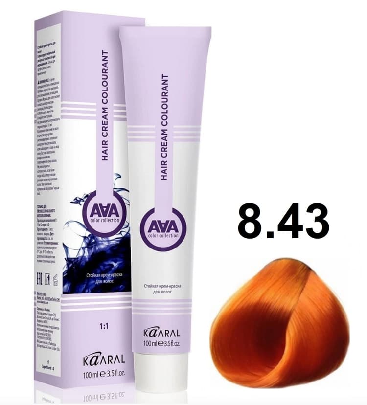 KAARAL AAA Hair crem colorant 8.43 светлый  медно-золотистый блондин 100мл
