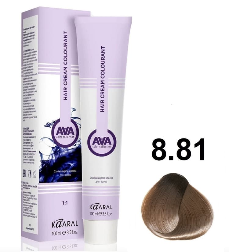 KAARAL AAA Hair crem colorant 8.81 светлый блондин бежево-пепельный 100мл