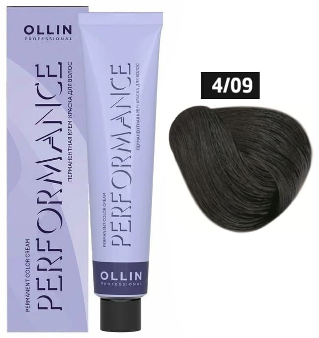 OLLIN PERFORMANCE  4/09 шатен прозрачно-зеленый 60мл Перманентная крем-краска для волос