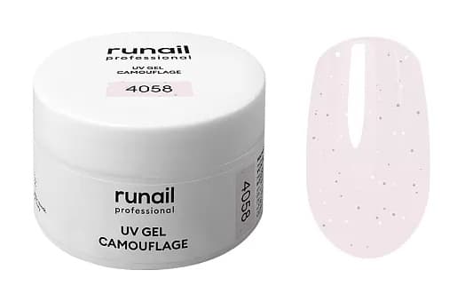 RuNail Камуфлирующий УФ-гель (цвет: серебристый фарфор), 15 г