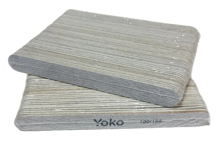 YOKO Пилка прямая на деревянной основе зебра 13,2 см 100/180, 50шт/уп.