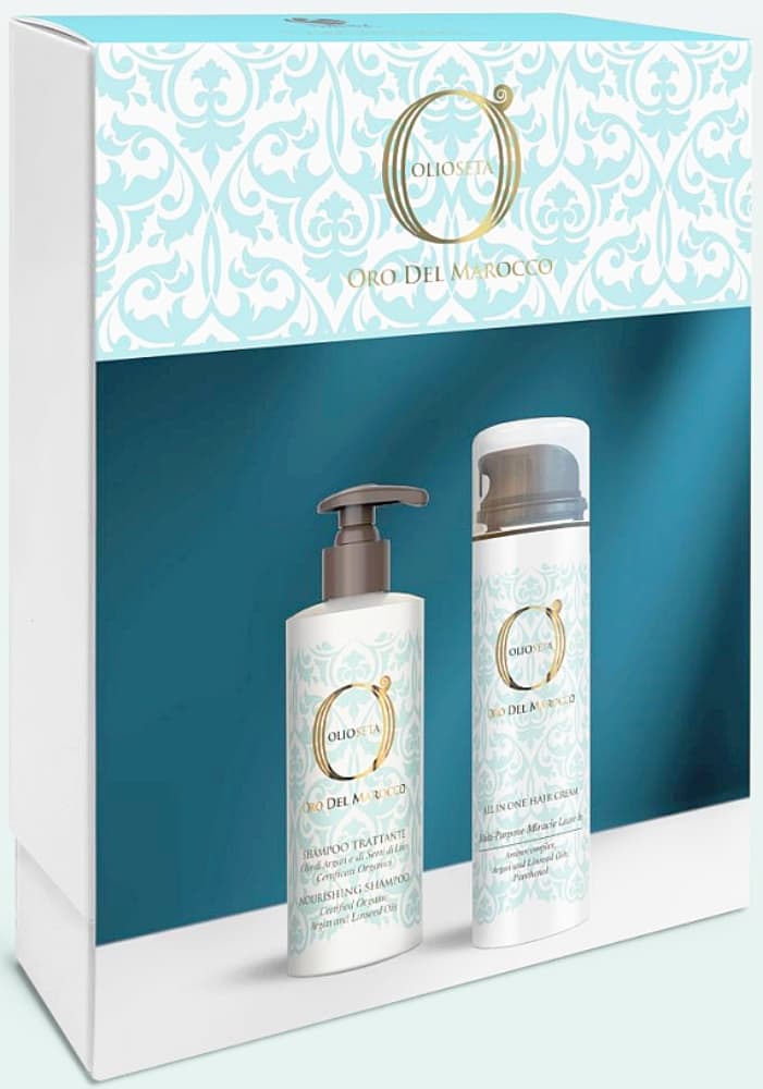 BAREX OLIOSETA Золото Марокко / ARGAN DUO (Шампунь питательный, 250мл + Крем для волос "All in One", 200мл)