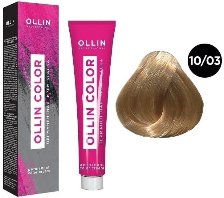 OLLIN COLOR 10/03 светлый блондин прозрачно-золотистый 100 мл Перманентная крем-краска для волос
