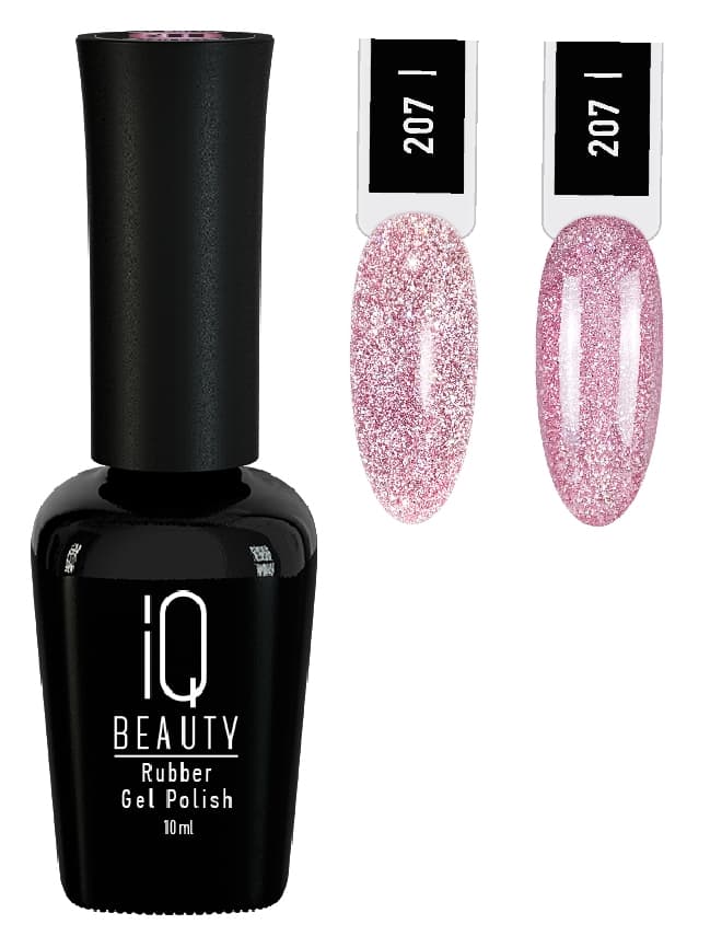 IQ BEAUTY Каучуковый гель-лак с кальцием №207 "Signal" Pink Prosecco светоотращающий 10мл