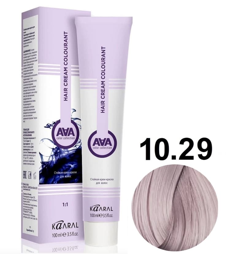 KAARAL AAA Hair crem colorant 10.29 очень-очень светлый блондин фиолетовый сандрэ 100мл 