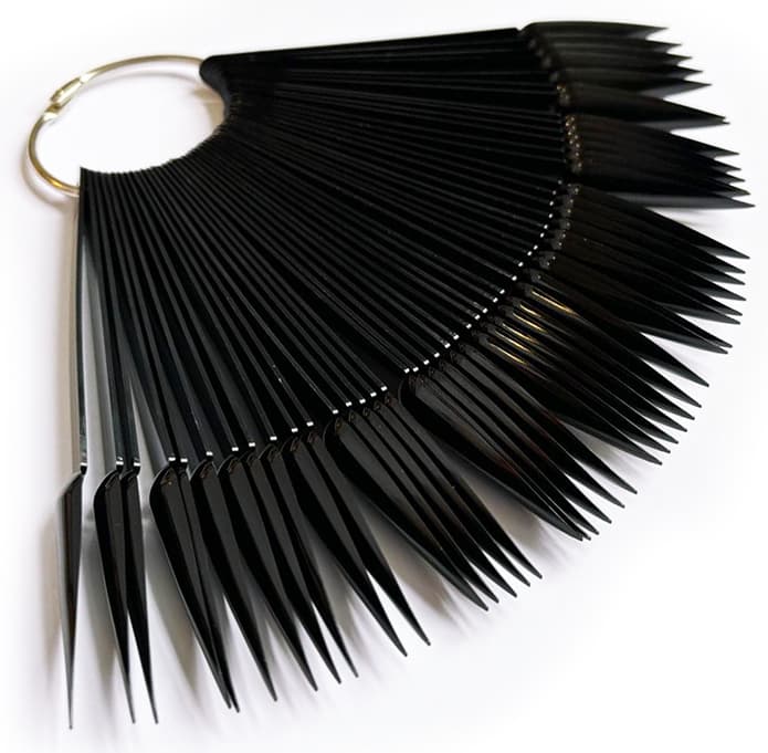 Planet Nails Палитра для лаков "веер", чёрная 48 шт, острая форма (стилеты)