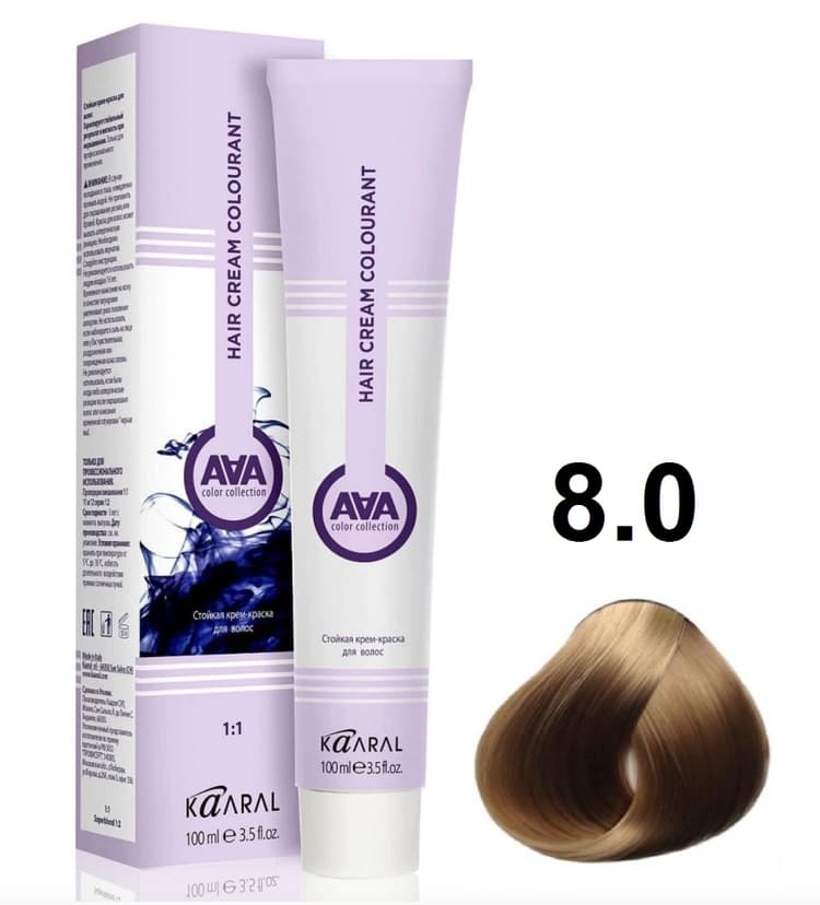 KAARAL AAA Hair crem colorant 8.0 светлый блондин 100мл