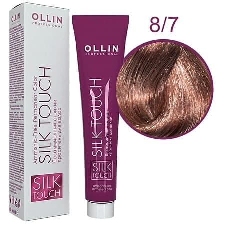 OLLIN SILK TOUCH  8/7 светло-русый коричневый 60мл Безаммиачный стойкий краситель для волос