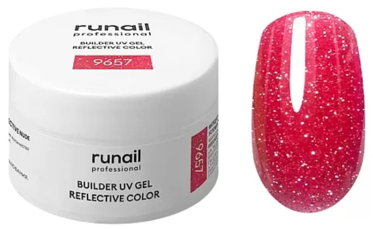 RuNail Моделирующий УФ-гель светоотражающий BUILDER UV GEL REFLECTIVE COLOR, 15г №9657