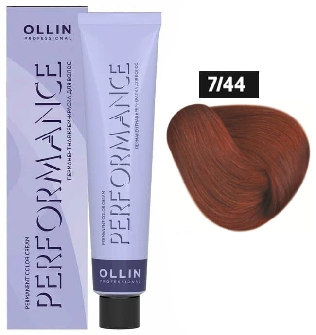 OLLIN PERFORMANCE  7/44 русый интенсивно-медный 60мл Перманентная крем-краска для волос