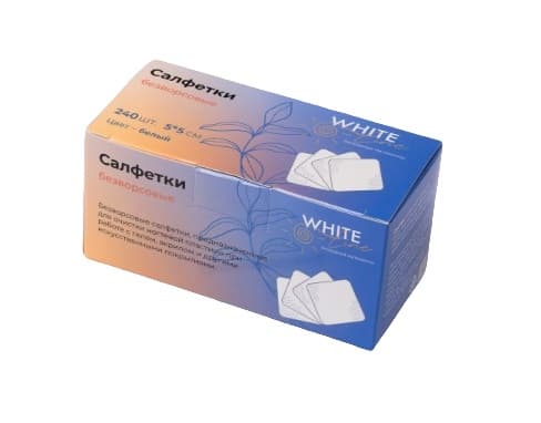 Салфетки-спонжи маникюрные для искусственных покрытий безворсовые белые 5*5см 240шт/уп.