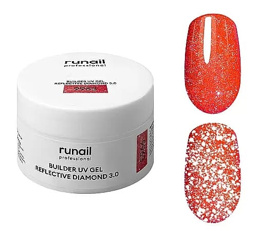 RuNail Моделирующий УФ-гель светоотражающий BUILDER UV GEL REFLECTIVE DIAMOND 3.0, 15г №9963