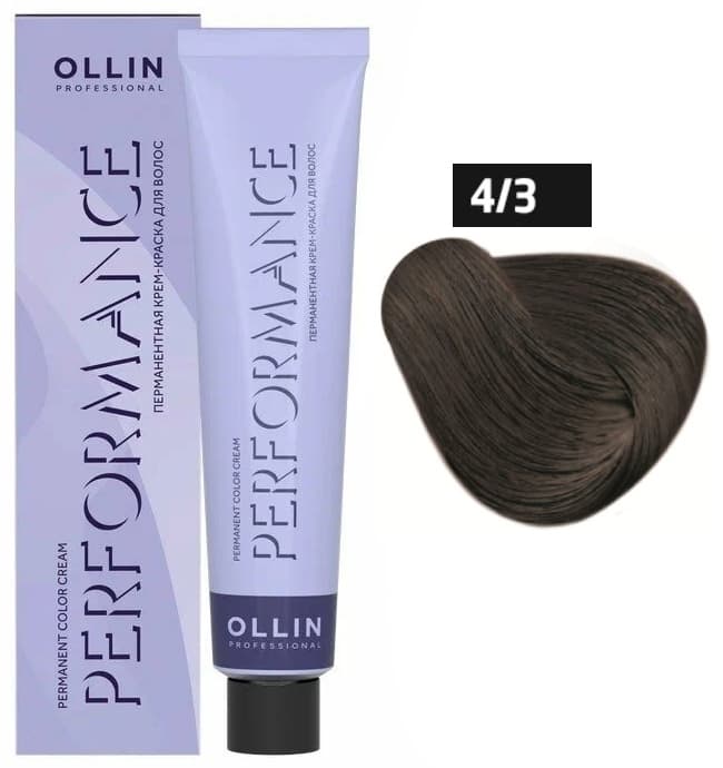 OLLIN PERFORMANCE  4/3 шатен золотистый 60мл Перманентная крем-краска для волос