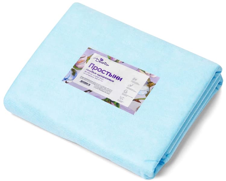 Простыня однор. "Дельфин" SMS 20г/м2, 80*200см, 10 шт/уп, премиум голубой