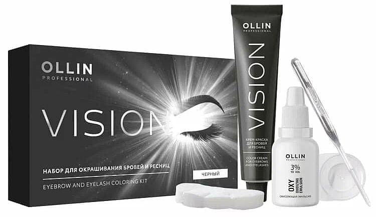 OLLIN VISION SET black (черный) Крем-краска для бровей и ресниц 20мл (в наборе)