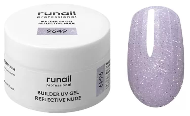 RuNail Моделирующий УФ-гель светоотражающий BUILDER UV GEL REFLECTIVE NUDE, 15г №9649