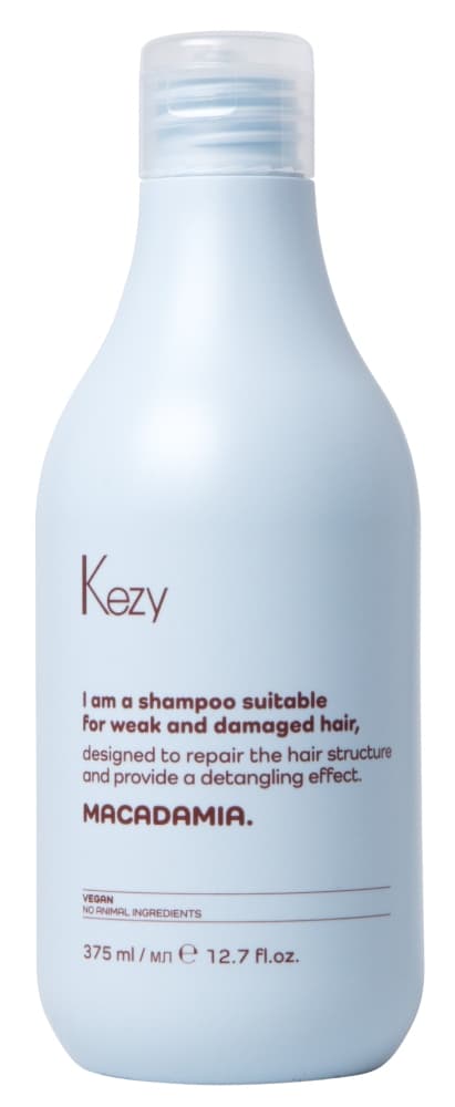 Kezy I am MACADAMIA Шампунь с маслом макадамии для слабых и поврежденных волос, 375 мл.