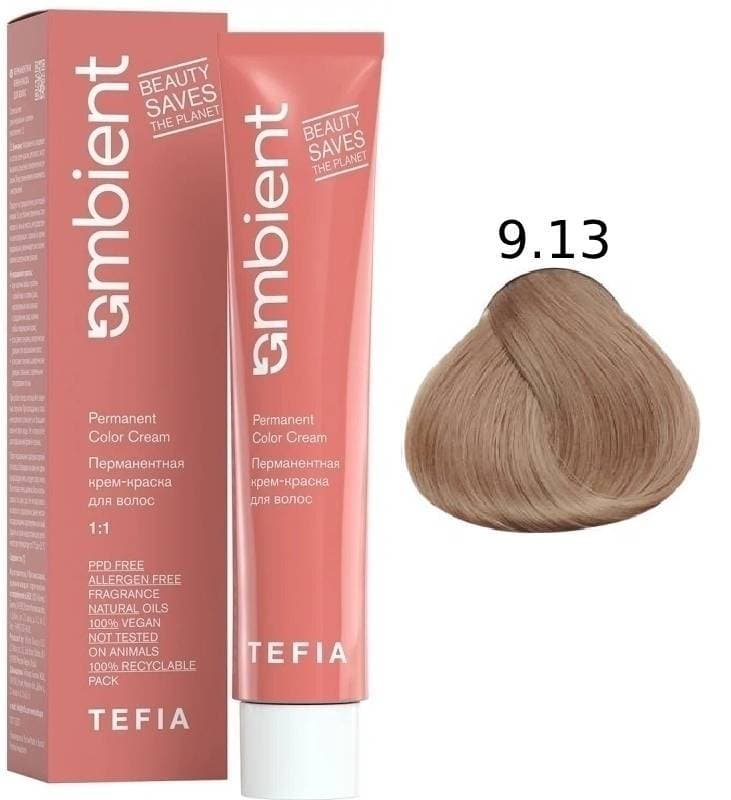 TEFIA AMBIENT 9.13 Очень светлый блондин пепельно-золотистый 60 мл