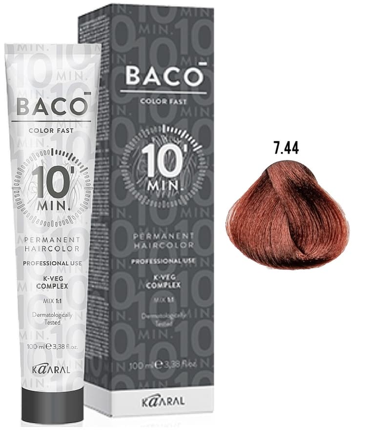 KAARAL Baco Color Fast 7.44 блондин интенсивный медный 100 мл