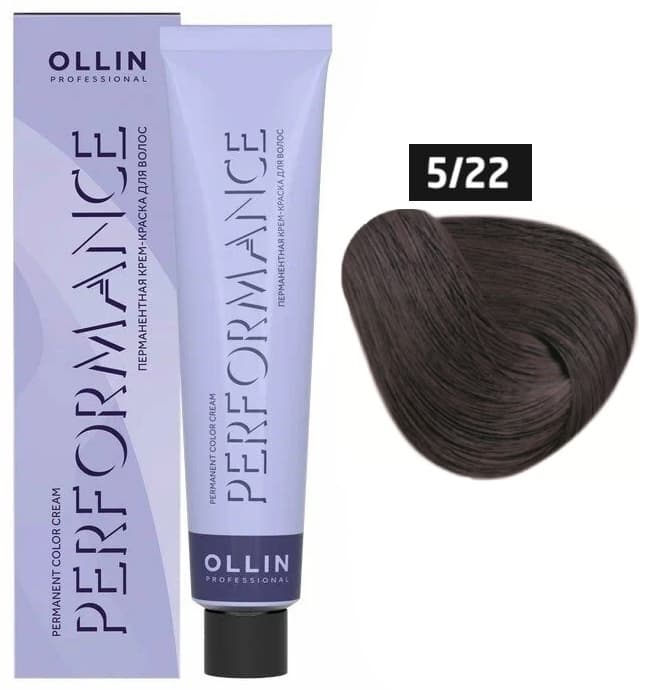 OLLIN PERFORMANCE  5/22 светлый шатен фиолетовый 60мл Перманентная крем-краска для волос