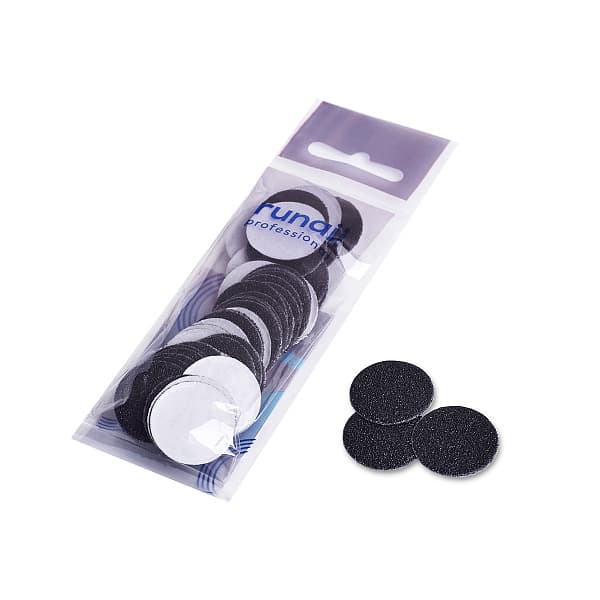 RuNail Сменные файлы для педикюрного диска L (25мм) 100 грит (50 шт), цв.черный