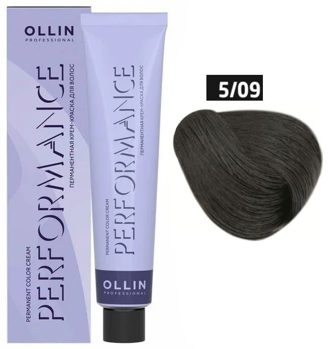OLLIN PERFORMANCE  5/09 светлый шатен прозрачно-зеленый 60мл Перманентная крем-краска для волос