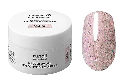 RuNail Моделирующий УФ-гель светоотражающий BUILDER UV GEL REFLECTIVE DIAMOND 2.0, 15г №9876