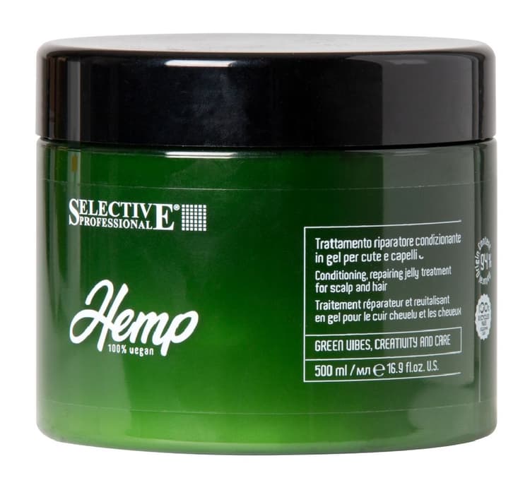 SELECTIVE HEMP Восстанавливающая и кондиционирующая гель-маска для кожи головы и волос 500 мл