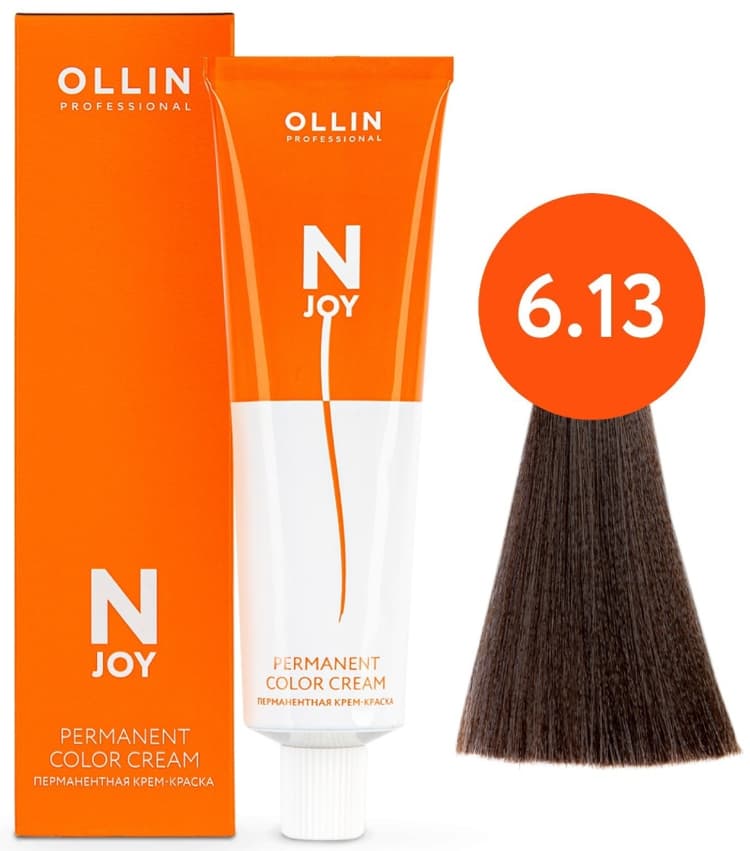OLLIN "N-JOY"  6/13 – темно-русый пепельно-золотистый, перманентная крем-краска для волос 100мл