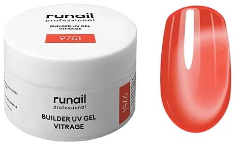 RuNail Моделирующий УФ-гель витражный BUILDER UV GEL VITRAGE, 15г №9751