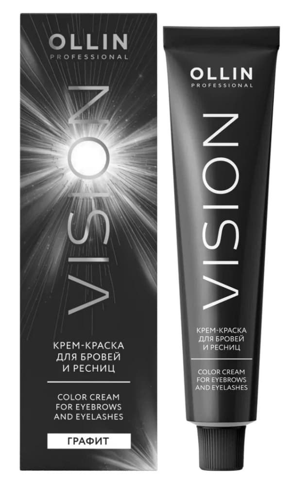 OLLIN VISION Темный графит Крем-краска для бровей и ресниц 20мл+салфетки 15пар/уп