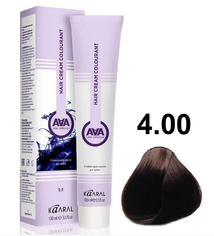 KAARAL AAA Hair crem colorant 4.00 каштан интенсивный натуральный 100мл 