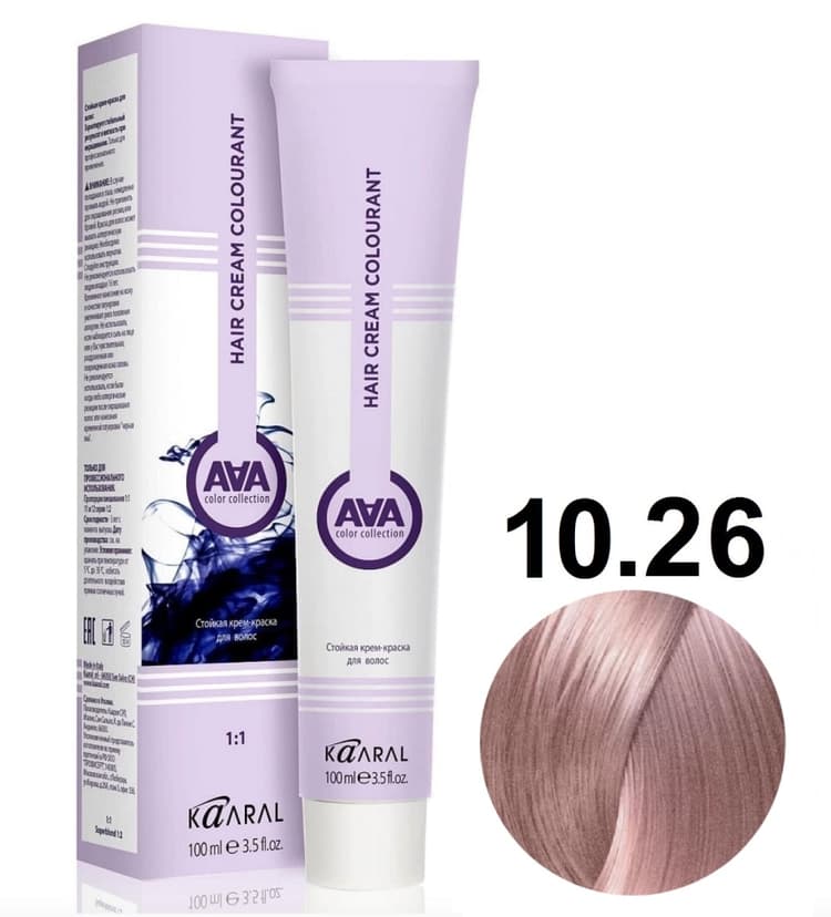 KAARAL AAA Hair crem colorant 10.26 очень-очень светлый блондин фиолетово-розовый 100мл