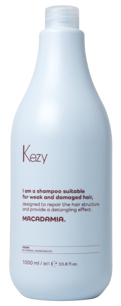 Kezy I am MACADAMIA Шампунь с маслом макадамии для слабых и поврежденных волос, 1000 мл.