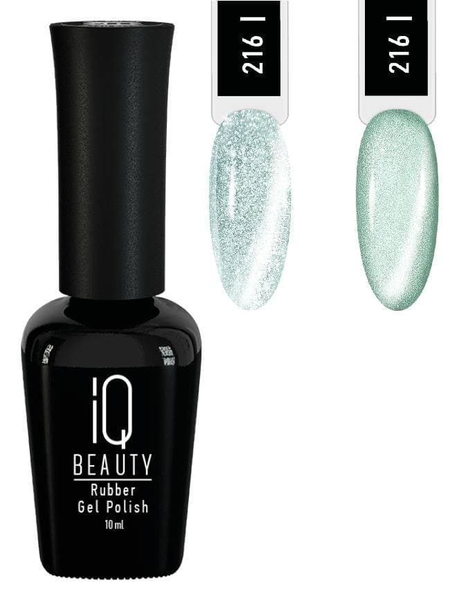 IQ BEAUTY Каучуковый гель-лак с кальцием №216 "Minty Breeze" с эффектом Silk Cat Eye «Huntress» 