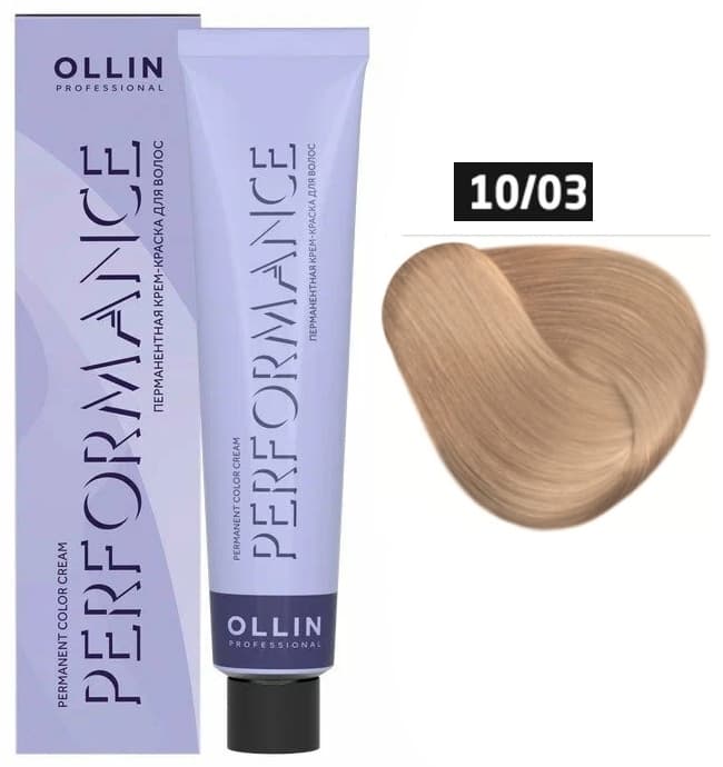 OLLIN PERFORMANCE 10/03 светлый блондин прозрачно-золотистый 60мл Перманентная крем-краска для волос