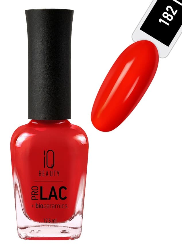 IQ BEAUTY PROLAC Лак для ногтей укрепляющий с биокерамикой 12.5 мл №182 Chekmate Go to red