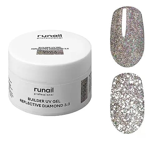 RuNail Моделирующий УФ-гель светоотражающий BUILDER UV GEL REFLECTIVE DIAMOND 3.0, 15г №9966