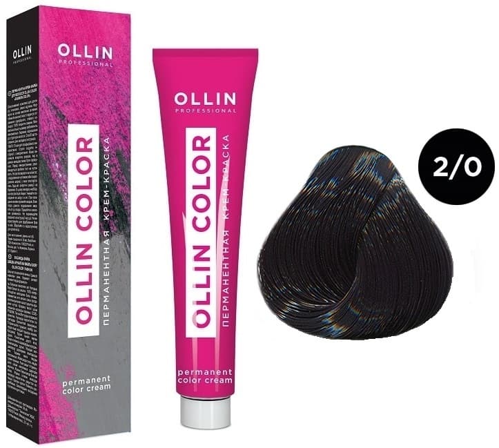 OLLIN COLOR  2/0 черный 100 мл Перманентная крем-краска для волос