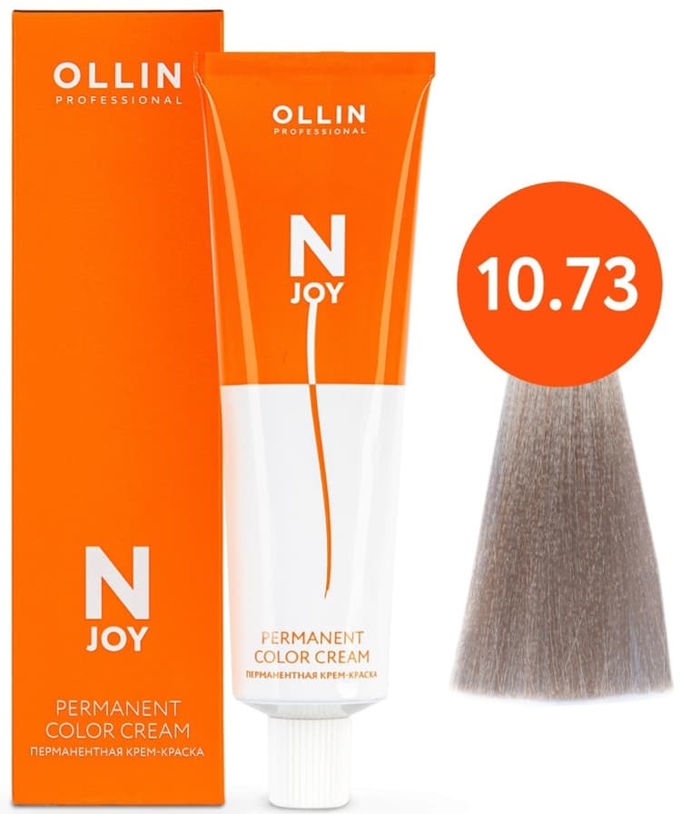 OLLIN "N-JOY" 10/73 – светлый блондин коричнево–золотистый, перманентная крем-краска для волос 100мл