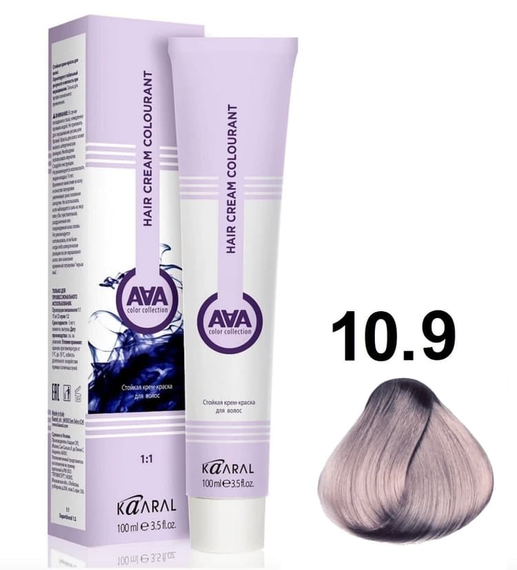 KAARAL AAA Hair crem colorant 10.9 очень-очень светлый блондин сандрэ 100мл 