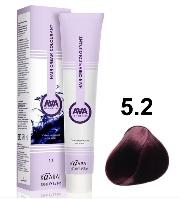 KAARAL AAA Hair crem colorant 5.2 светлый фиолетовый каштан 100мл