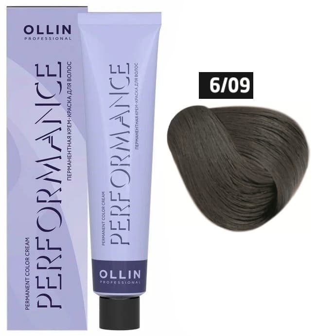 OLLIN PERFORMANCE  6/09 темно-русый прозрачно-зеленый 60мл Перманентная крем-краска для волос
