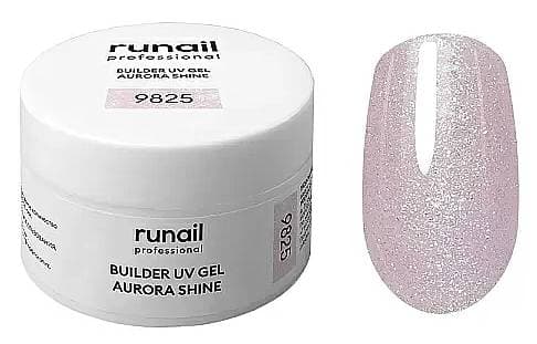 RuNail Моделирующий УФ-гель с шиммером BUILDER UV GEL AURORA SHINE, 15г №9825