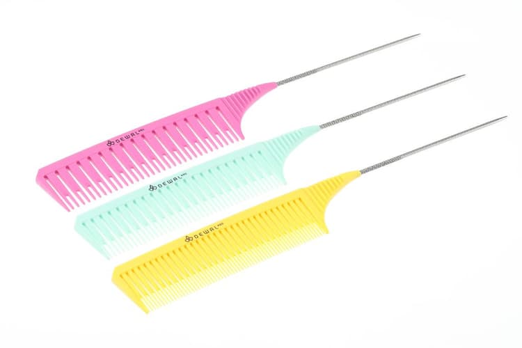 Dewal Набор расчесок для мелирования с металлическим хвостиком, цветные 26 см (3шт) 