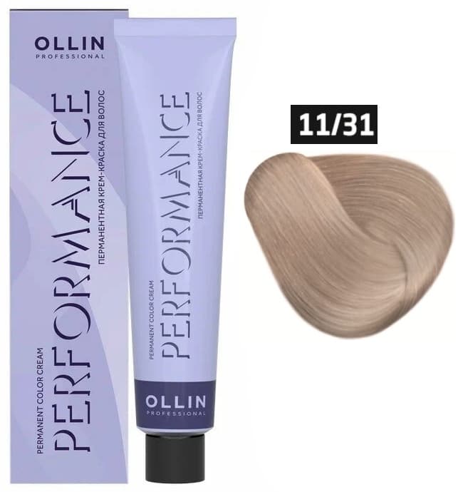 OLLIN PERFORMANCE 11/31 специальный блондин золотисто-пепел 60мл Перманентная крем-краска для волос